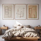 Minimalist Geometric Abstract – Set of 3 Modern Wall Art Prints - Hakyarts