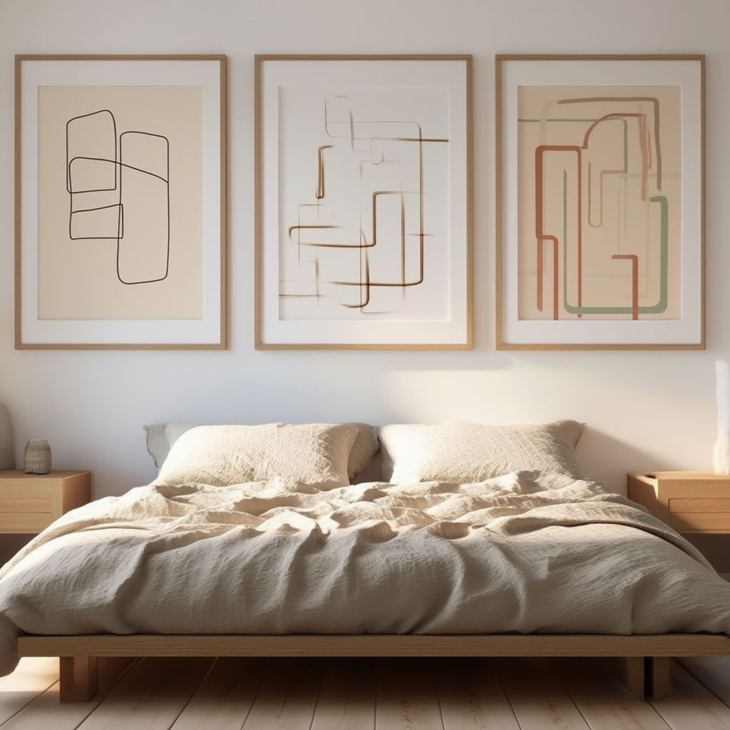 Minimalist Geometric Abstract – Set of 3 Modern Wall Art Prints