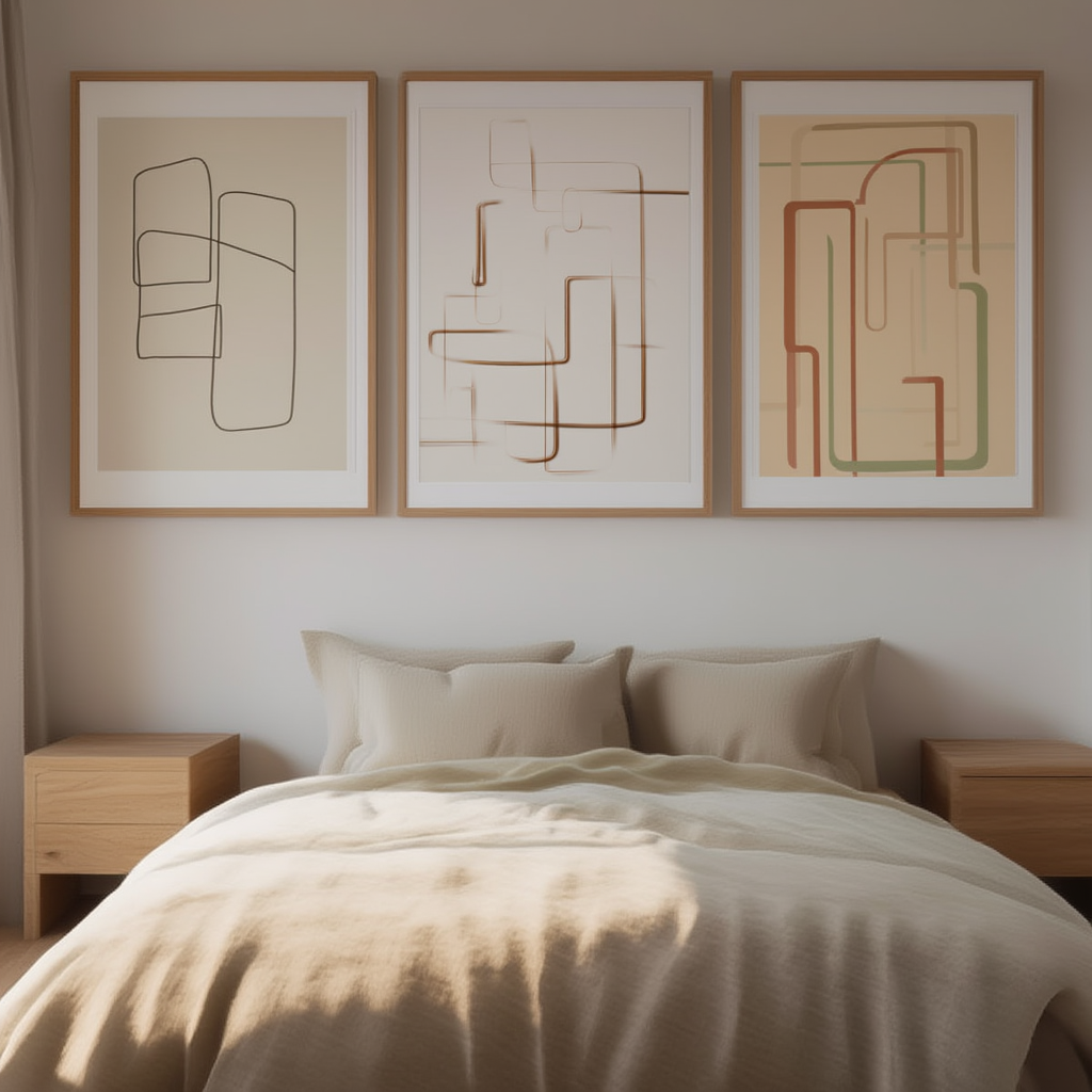 Minimalist Geometric Abstract – Set of 3 Modern Wall Art Prints