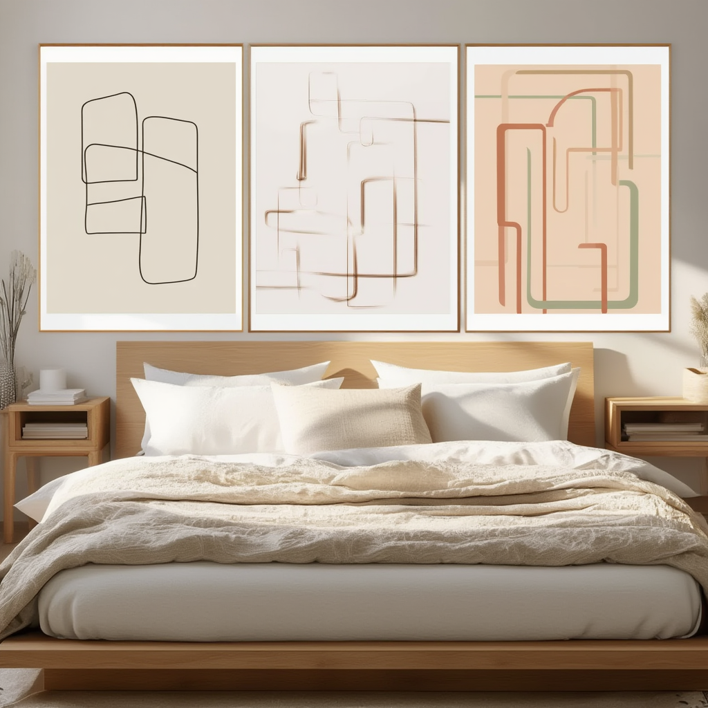 Minimalist Geometric Abstract – Set of 3 Modern Wall Art Prints
