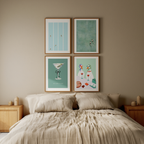 Set of 4 Duck Illustrative Prints – Swimming & Olives – Whimsical Wall Art - Hakyarts