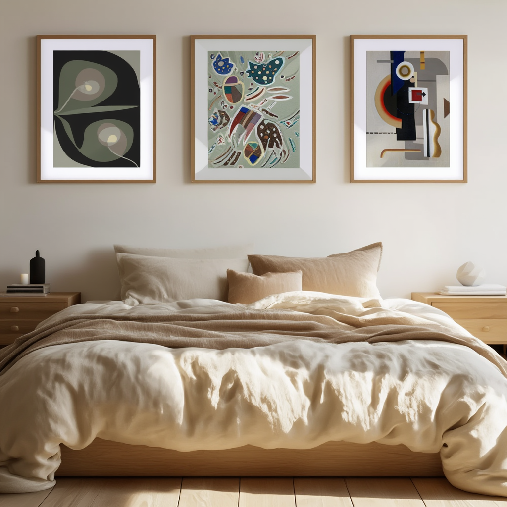 Set of 3 Modernist Abstract Prints – Maschine grau mit Pfeil II, Ohne Titel & Spiralschraubenblüten I