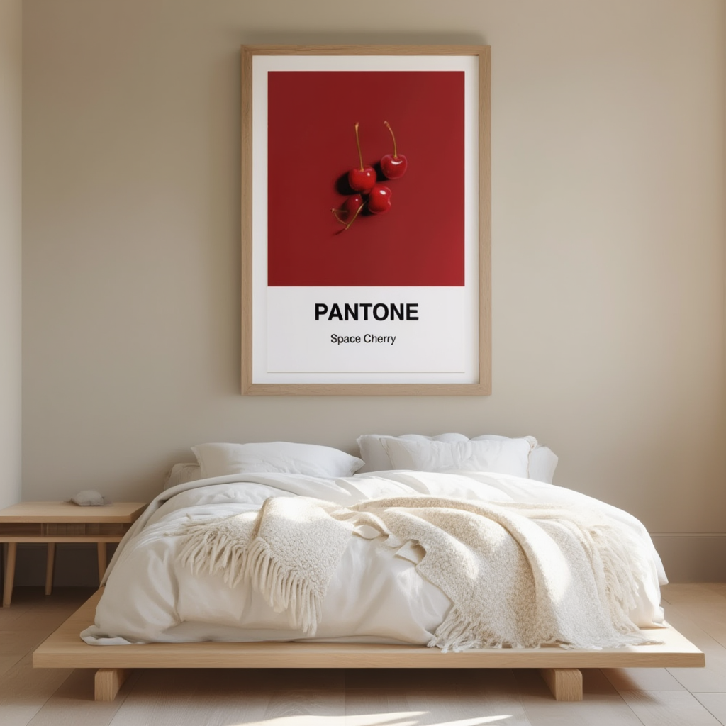 Pantone-Inspired Space Cherry – Minimalist Color Art Print