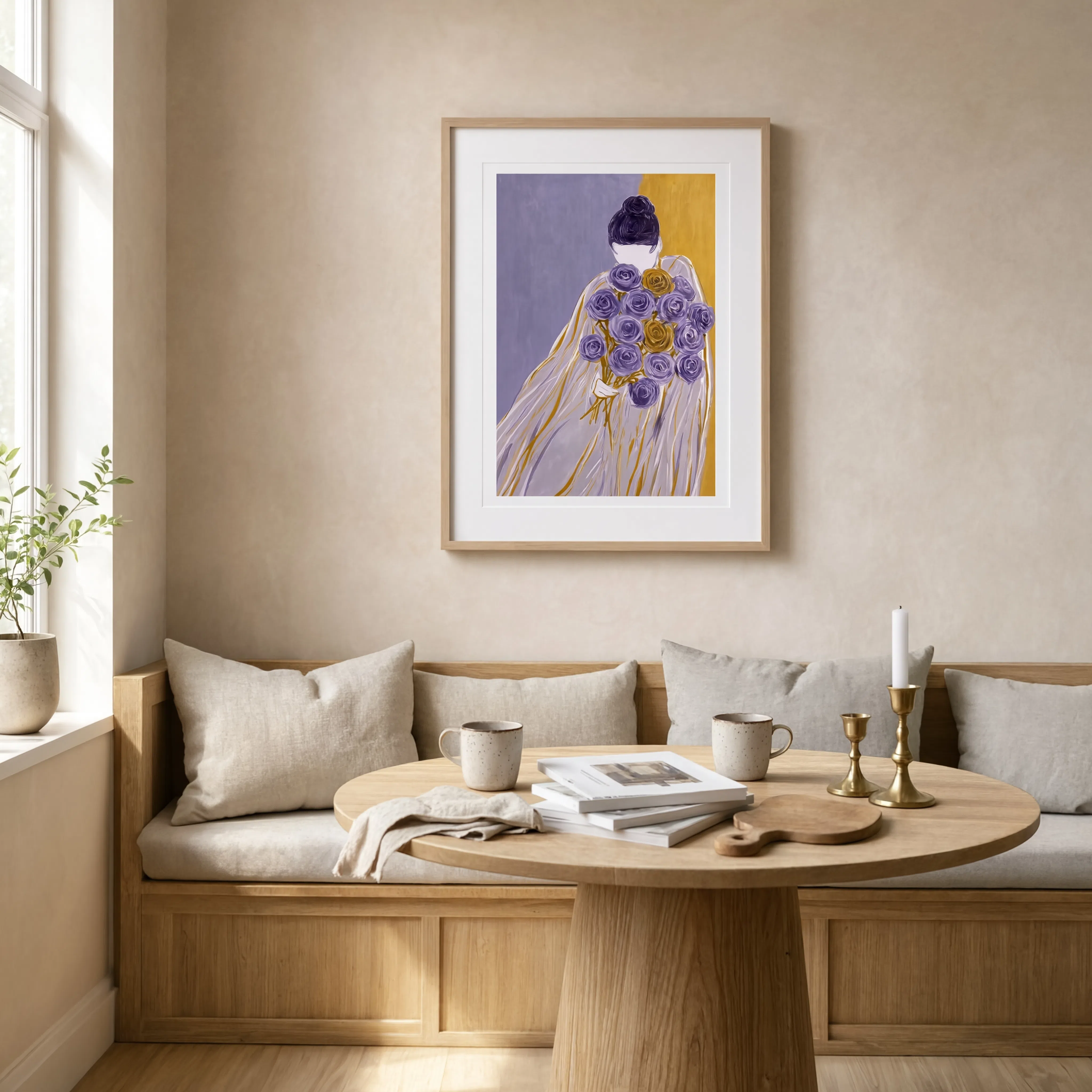 Violet Rose Print | Contemporary Botanical Floral Wall Art
