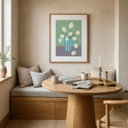 Striped Vase Floral | Sage Green | Contemporary Botanical Wall Art