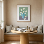 Striped Vase Floral | Sage Green | Contemporary Botanical Wall Art