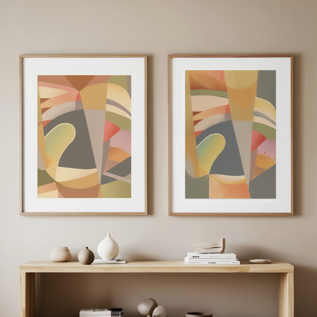 Color Cascade – Set of 2 Colorful Geometric Art Prints