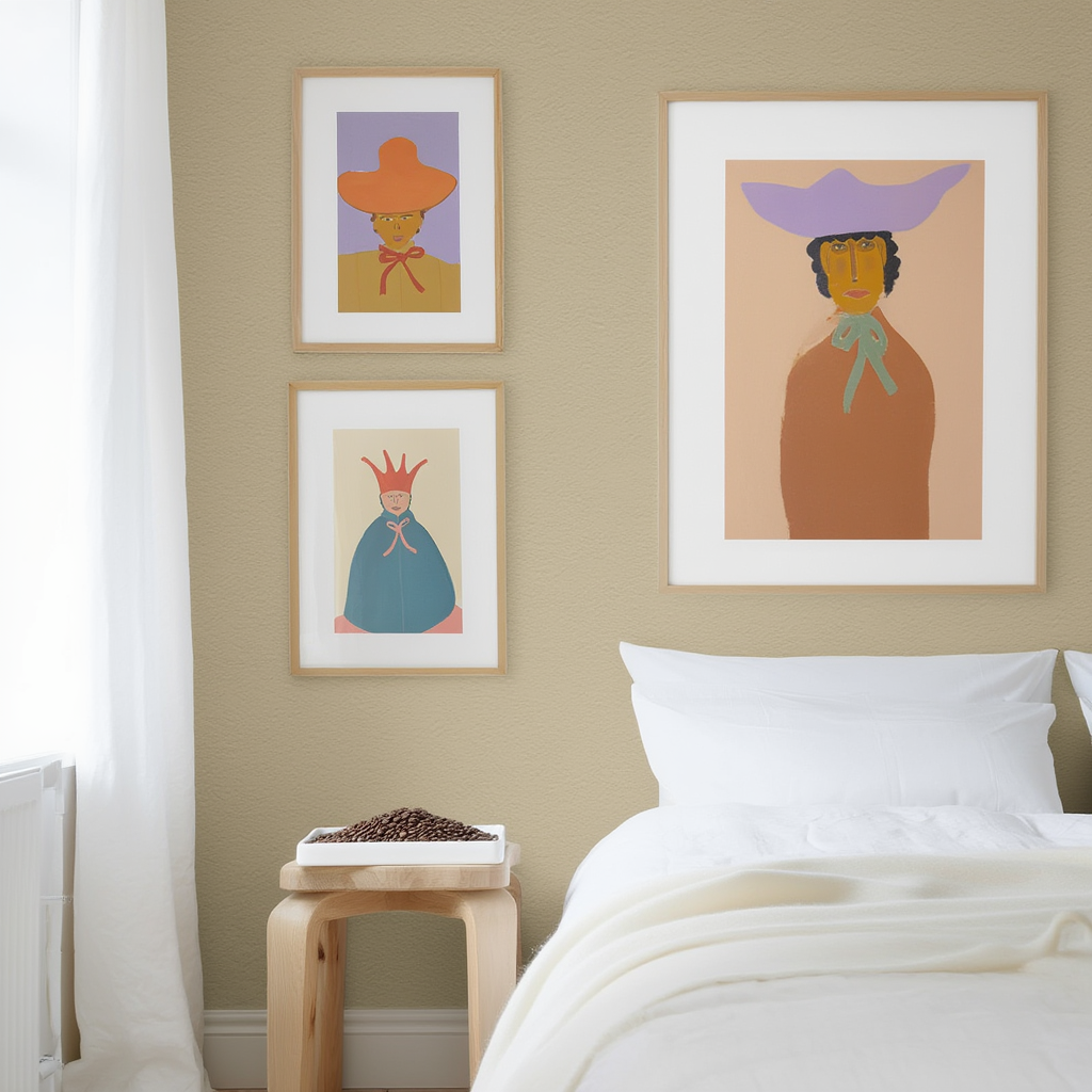 Set of 3 Folk Art Women Portraits – Modern Decorative Prints