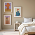 Set of 3 Folk Art Women Portraits – Modern Decorative Prints