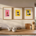 Set of 3 Kitchen-Inspired Prints – Granny’s Pickles, Tomato Juice Bottle & Preserved Delights - Hakyarts