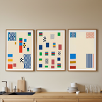Set of 3 “Study in Lines and Angles” Prints – Geometric Modern Art - Hakyarts