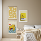 Set of 3 Pantone Yellow Bauhaus Art Prints – Geometric Modern Wall Decor - Hakyarts