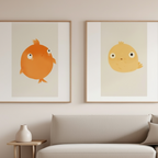 Set of 3 Round Animal Character Prints – Coordinated Animal Art Series