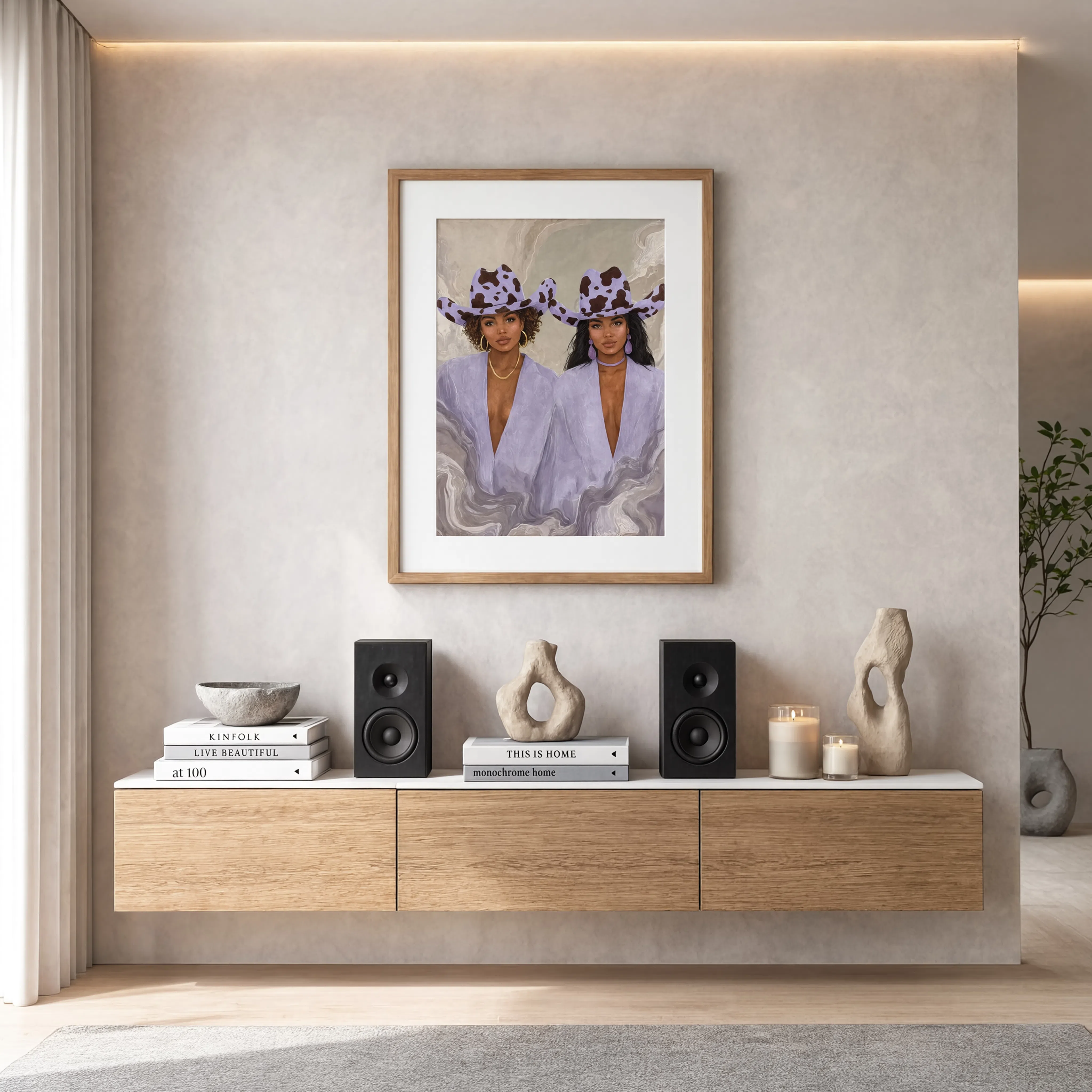 Cowboy Hat Duo | Plum Hue | Modern Western Art Print