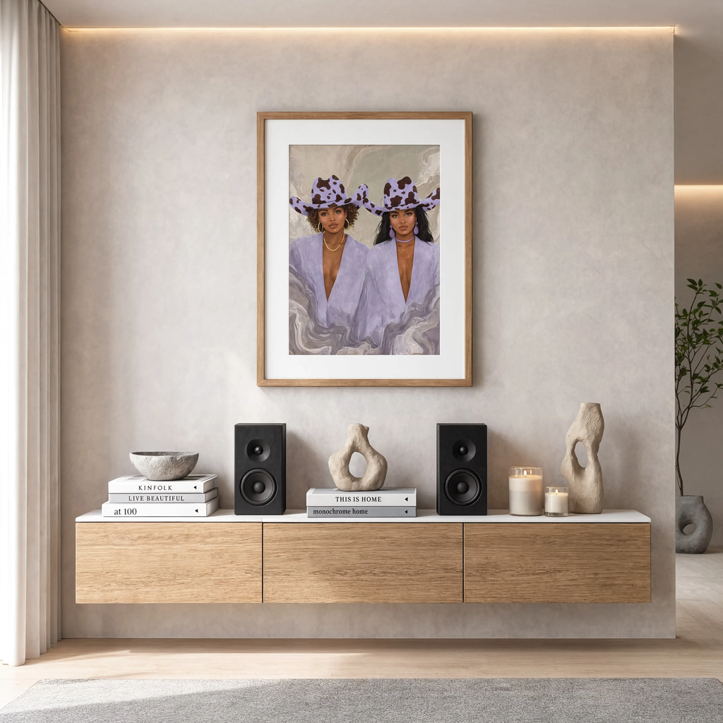 Cowboy Hat Duo | Plum Hue | Modern Western Art Print