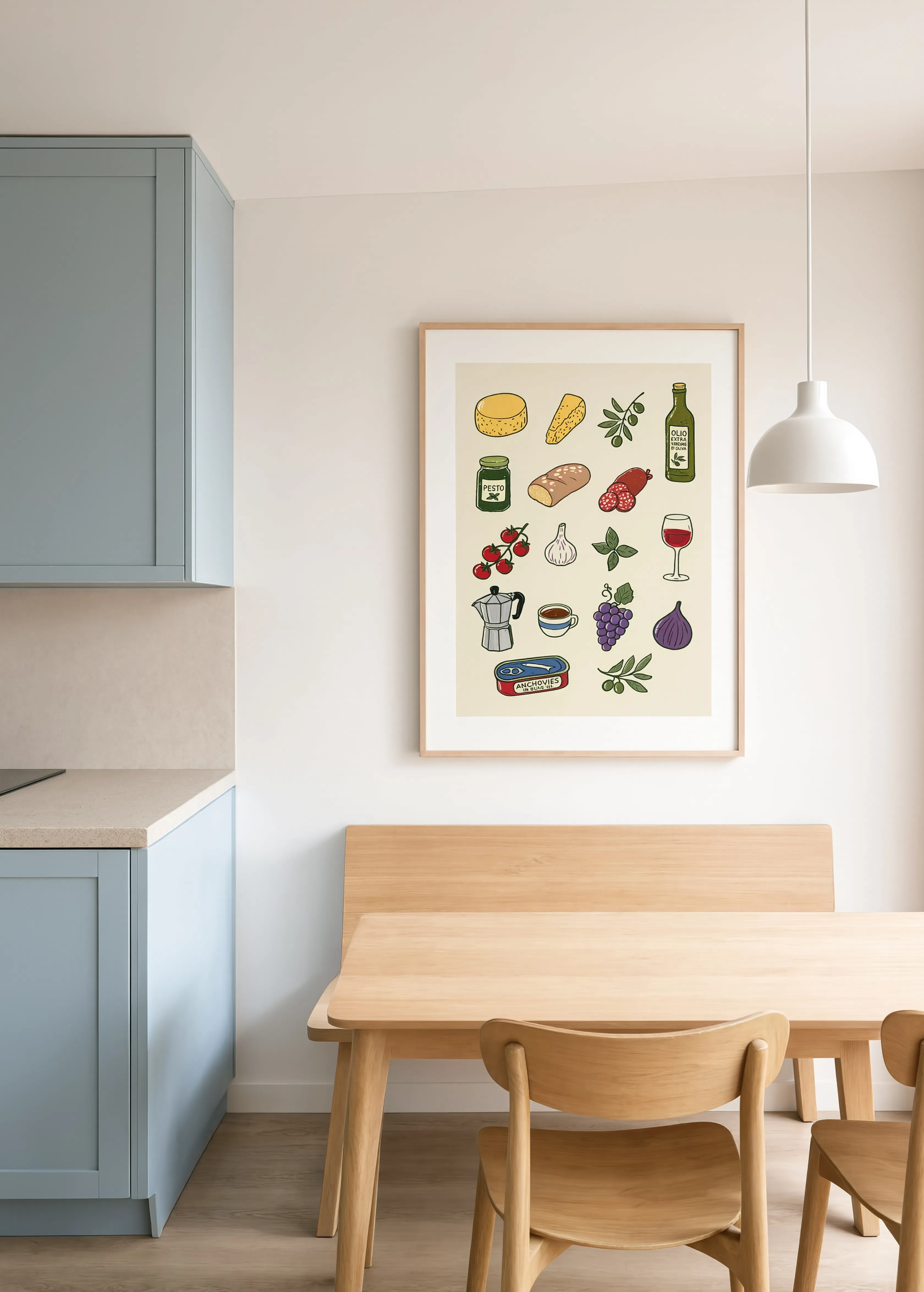 Italian Food Pantry Icons | Vintage Kitchen & Culinary Wall Art Print
