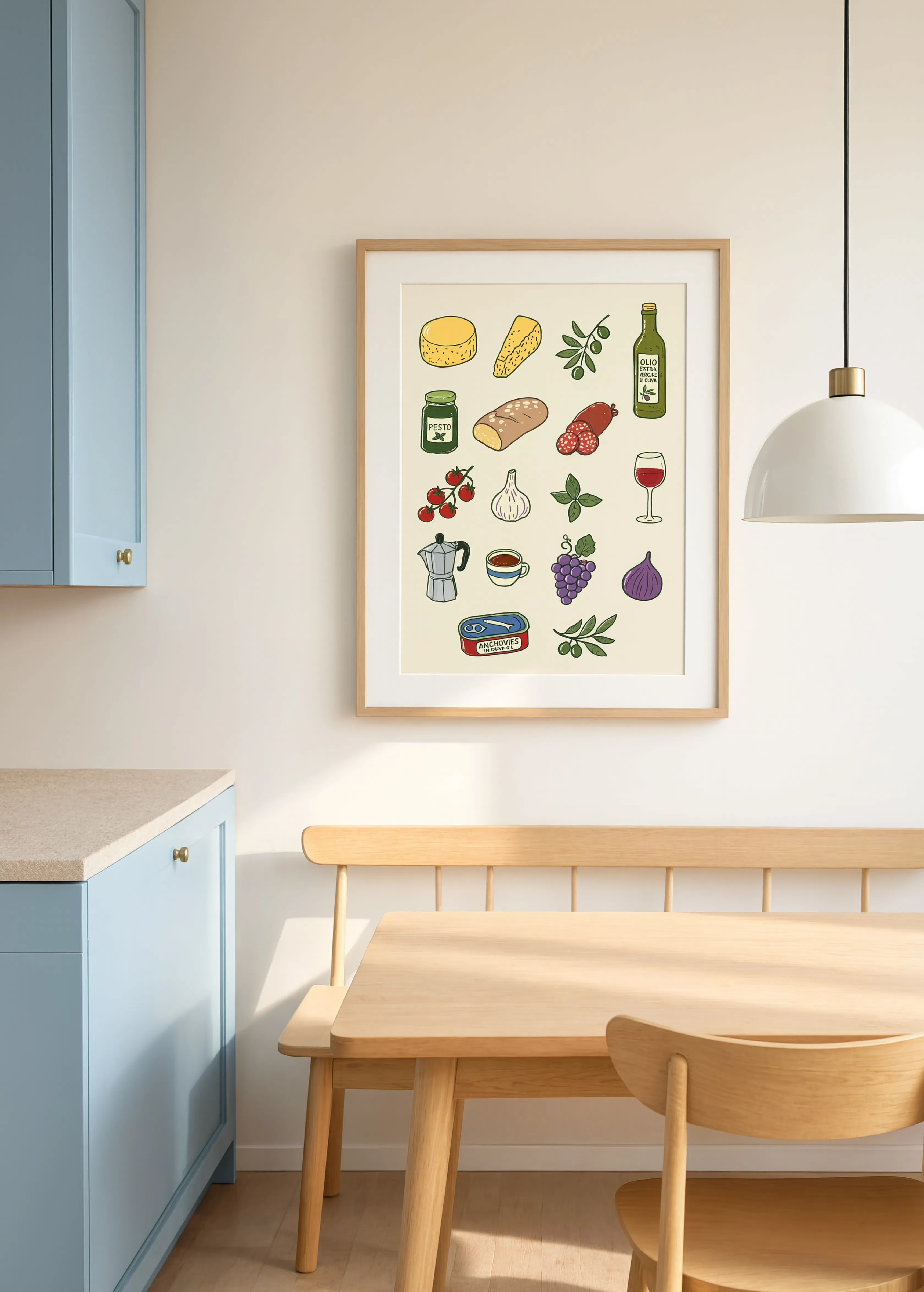 Italian Food Pantry Icons | Vintage Kitchen & Culinary Wall Art Print