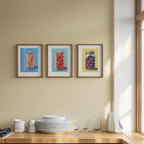 Set of 3 Pop Art Prints – Tomatoes, Carrots & Olives Jar - Hakyarts