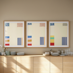 Set of 3 “Study in Lines and Angles” Prints – Geometric Modern Art - Hakyarts