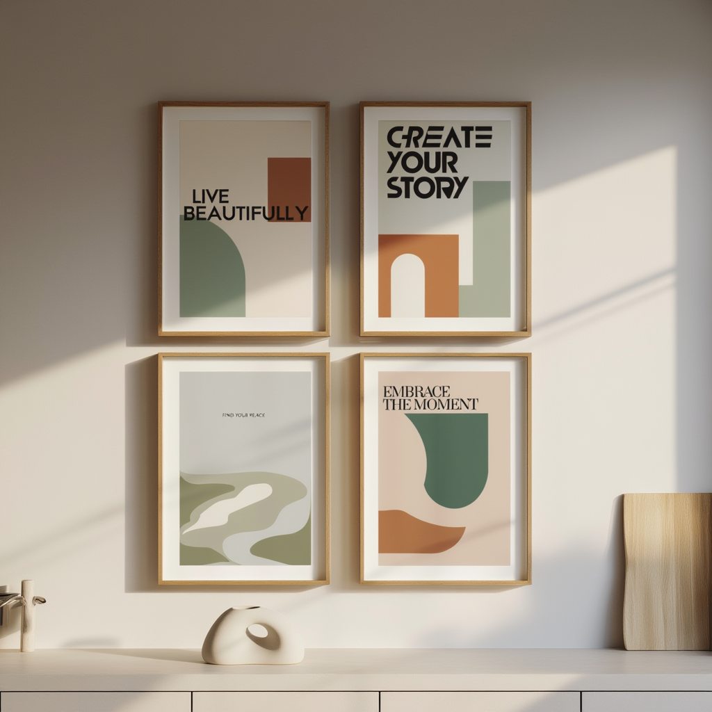 Everyday Affirmations – 4 Modern Typography Prints - Hakyarts