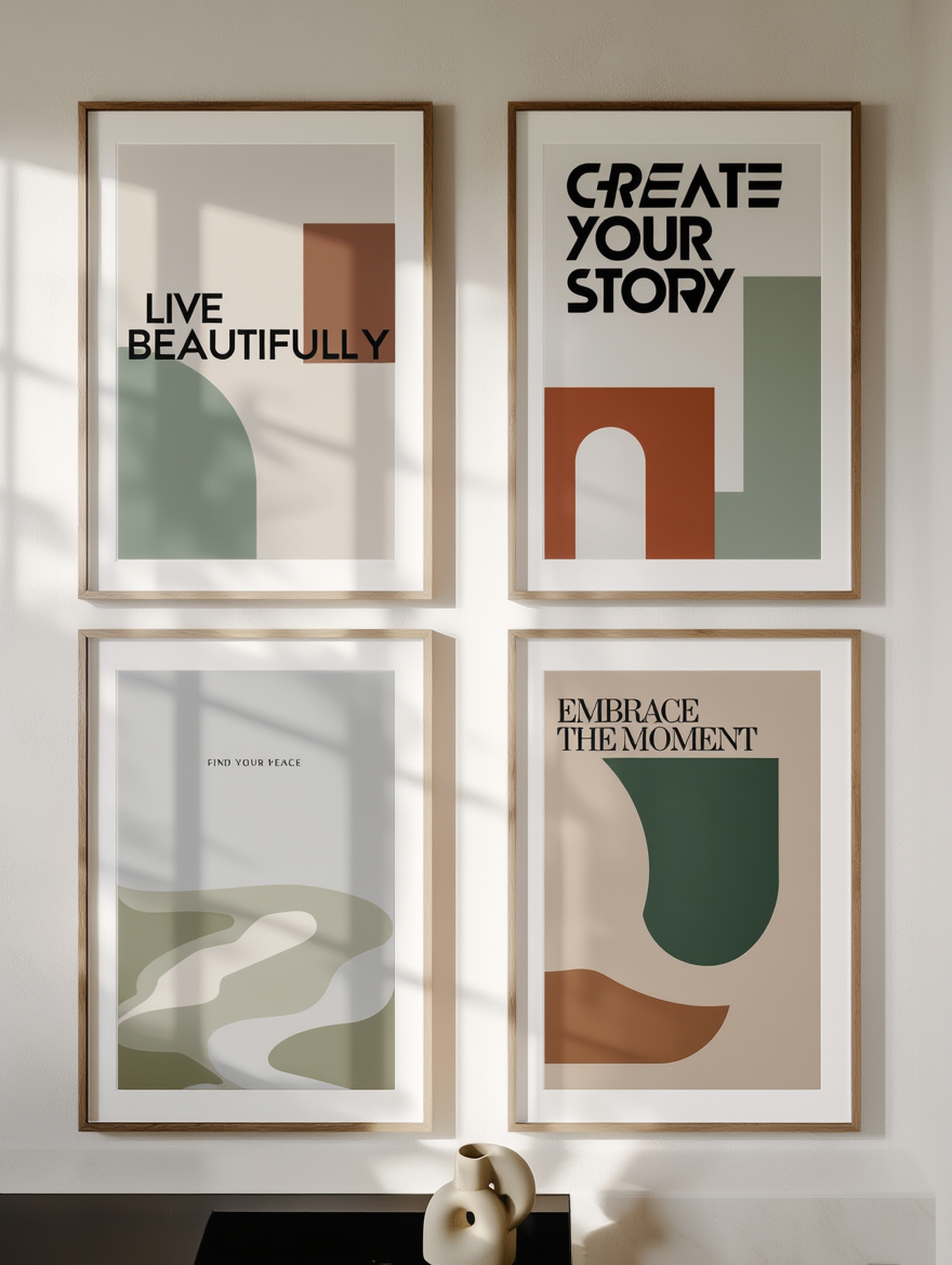 Everyday Affirmations – 4 Modern Typography Prints - Hakyarts