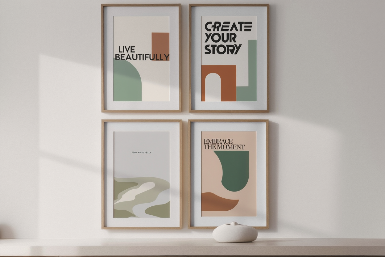 Everyday Affirmations – 4 Modern Typography Prints - Hakyarts