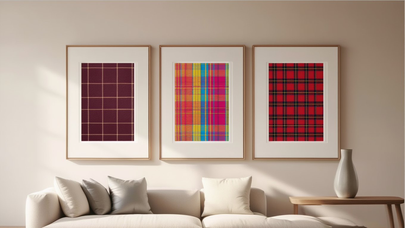 Set of 3 Prints | Tartan, Plaid & Madras Textile-Inspired Art Prints
