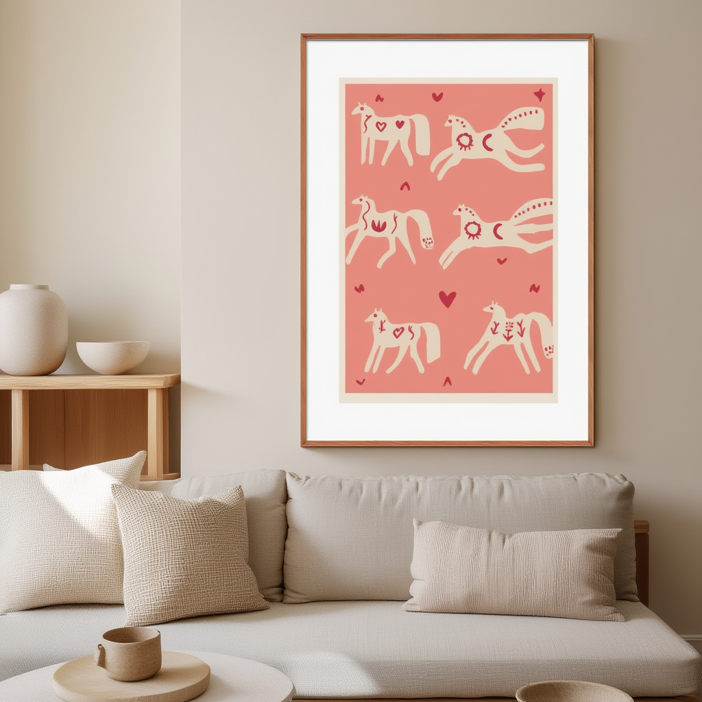 Illustrated Horses – Minimalist Equine Art Print