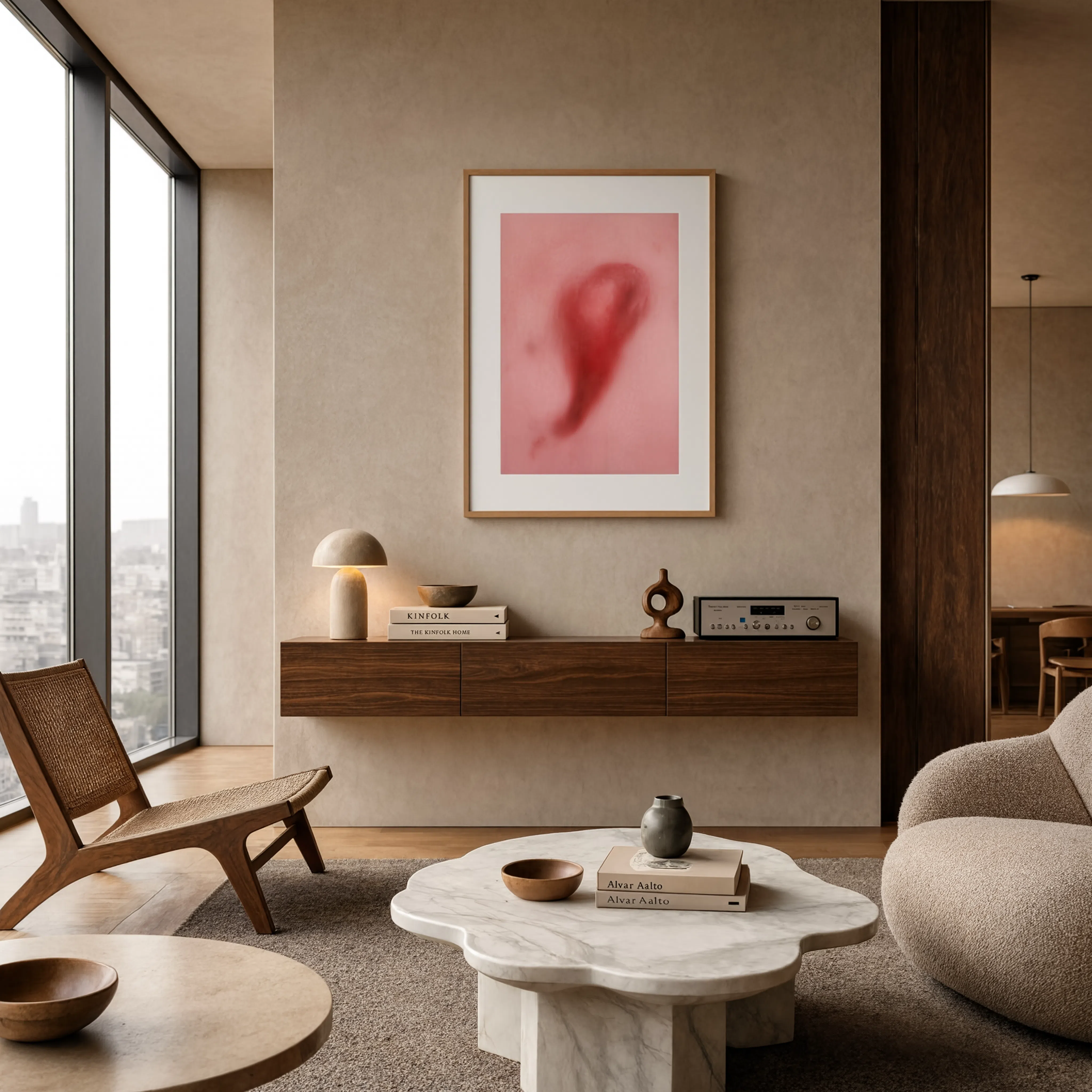 Dark Red Hue Abstract Shape | Contemporary Abstract Wall Art