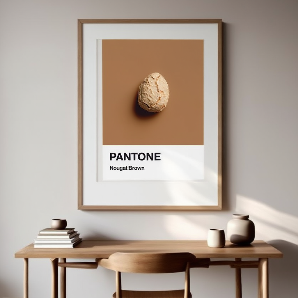 Pantone-Inspired Nougat Brown – Minimalist Color Art Print