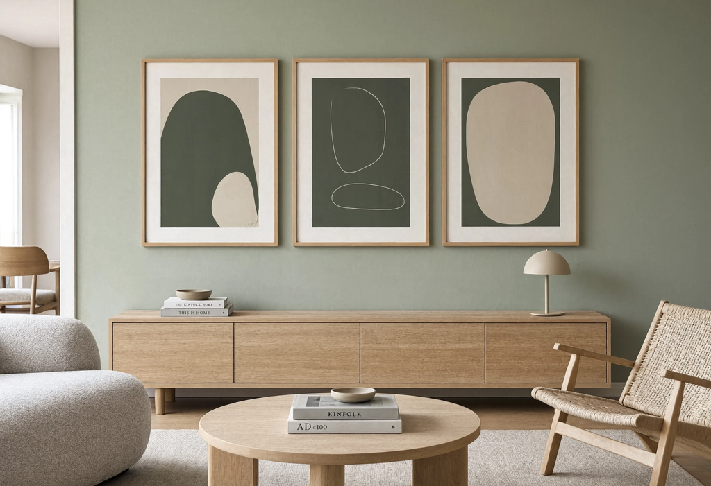 Set of 3 Green Nordic Gallery | Scandinavian Minimalist Wall Art Prints