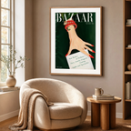 Harper's Bazaar Magazine Forside, November 1956 – Vintage Redaktionelt Modeprint