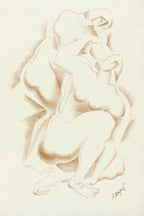 Set of 2 Pink Floral Figure & Nude 4 After Auguste Rodin | Contemporary Botanical & Classic Sculpture Wall Art