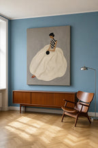 Canvas Print Seated Figure in Cream | Contemporary Figurative