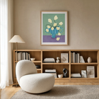 Striped Vase Floral | Dusty Blue | Contemporary Botanical Wall Art