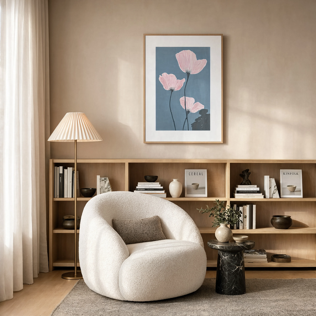 Blue Poppy Print | Contemporary Botanical Floral Wall Art