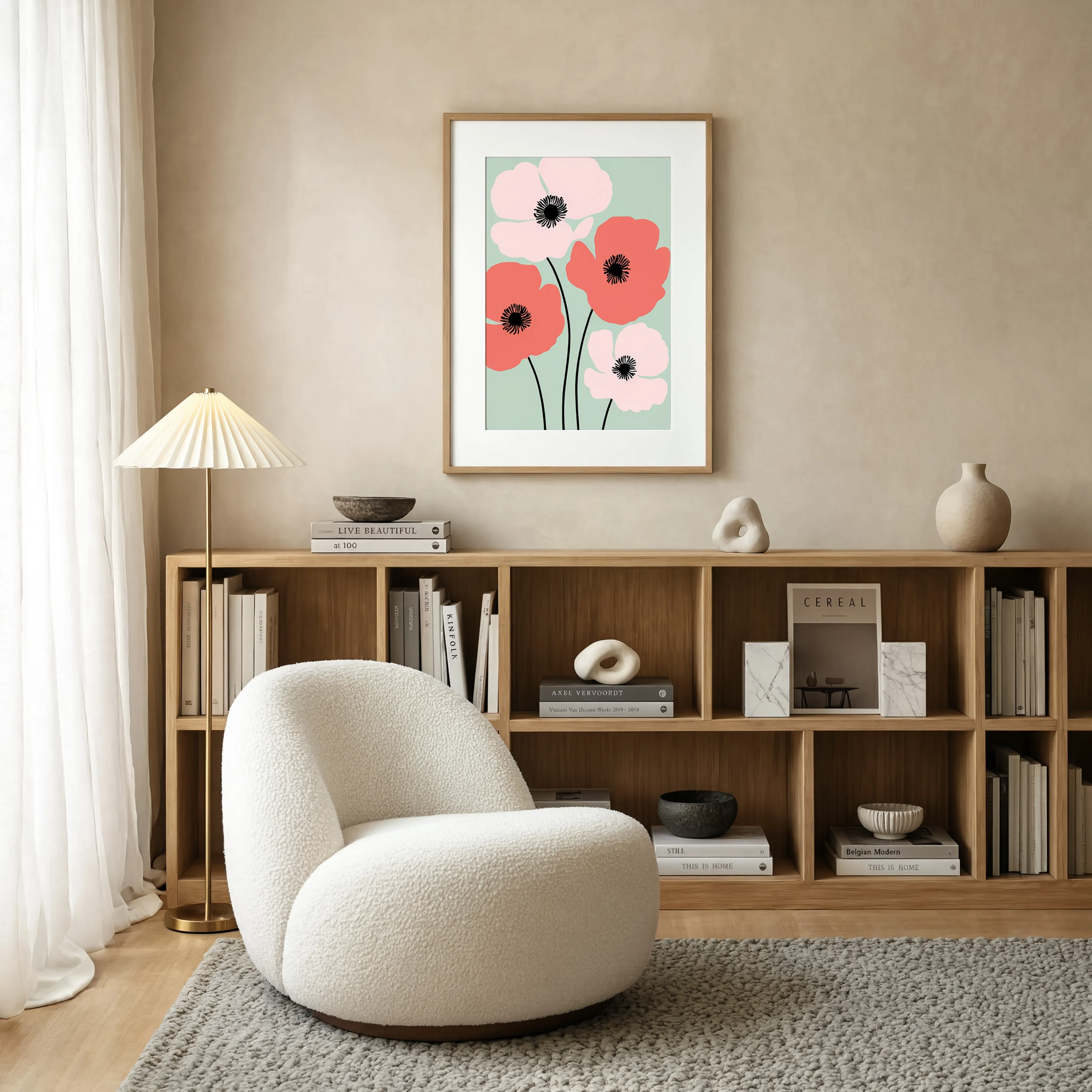 Blush Poppy Print | Contemporary Botanical Floral Wall Art
