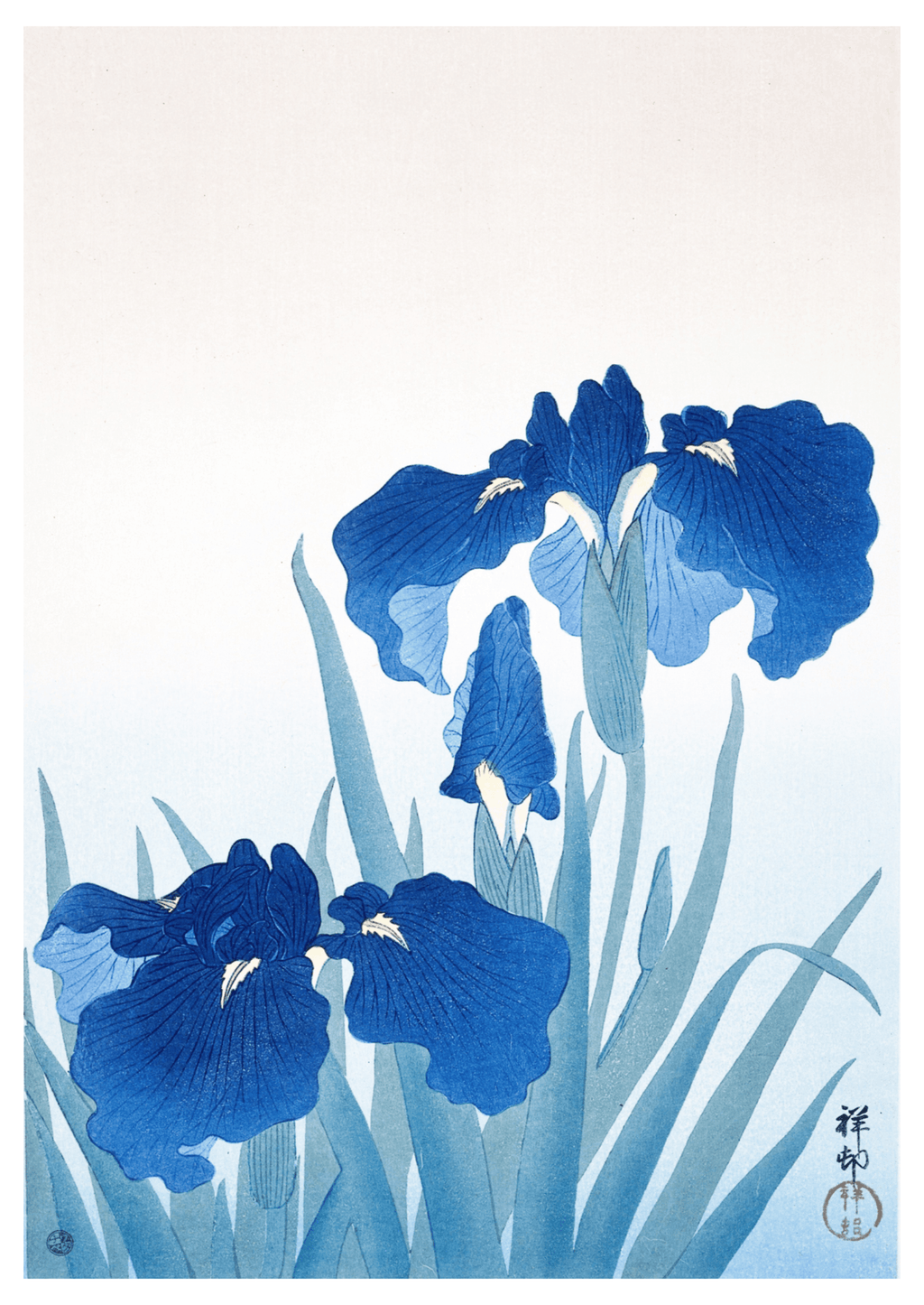 Set of 4 Wall Art Prints – Yasuragi Ocean Waves, Blue Irises & Japanese Ukiyo-e Collection