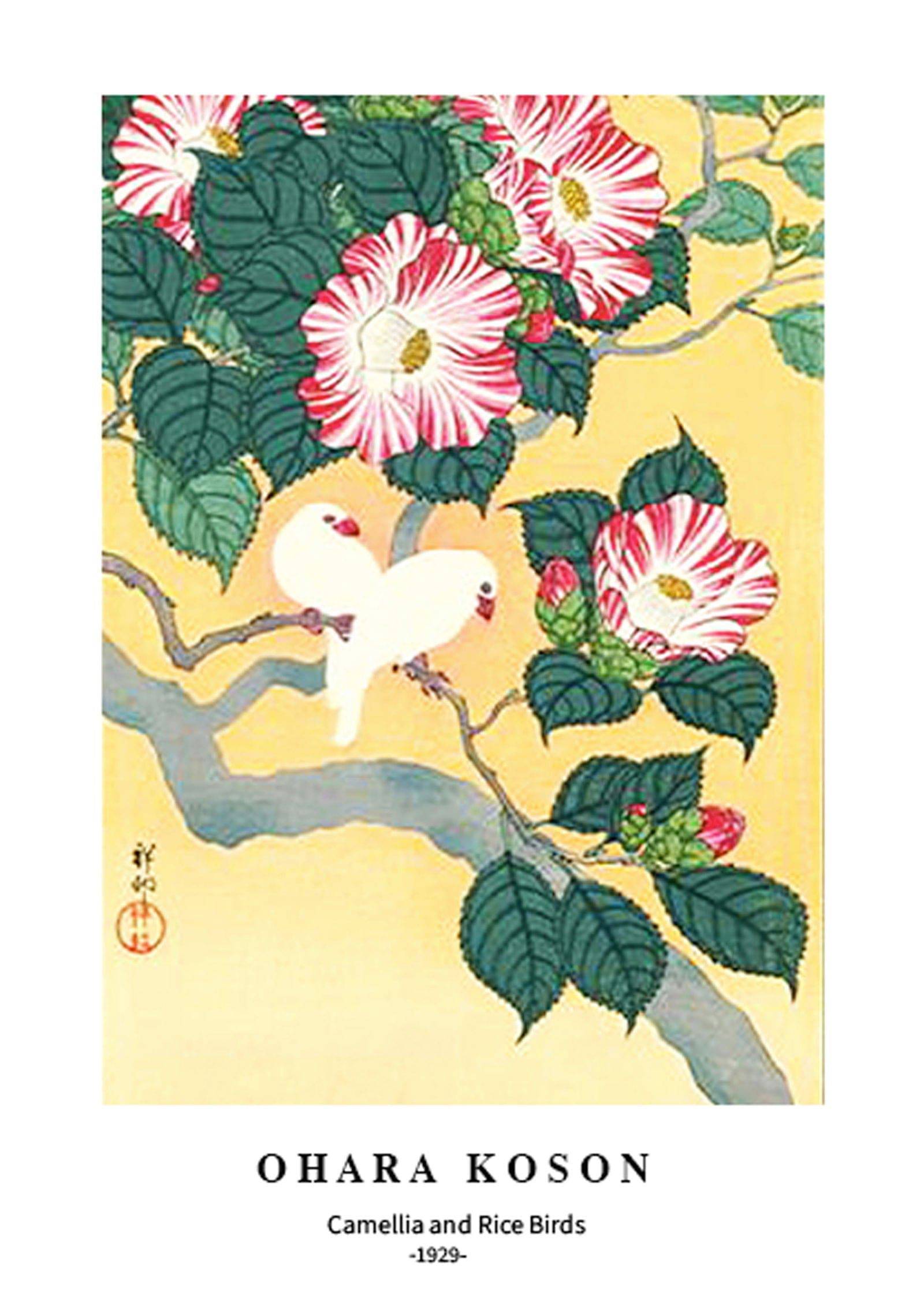 Ohara Koson - Camellia and Rice Birds Poster