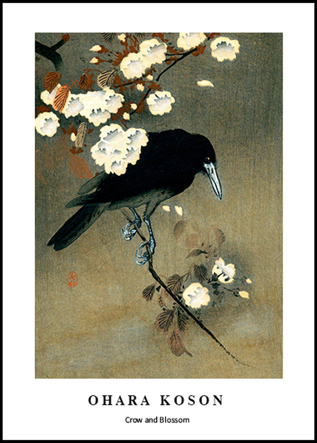 Ohara Koson - Crow and Blossom Poster - Hakyarts