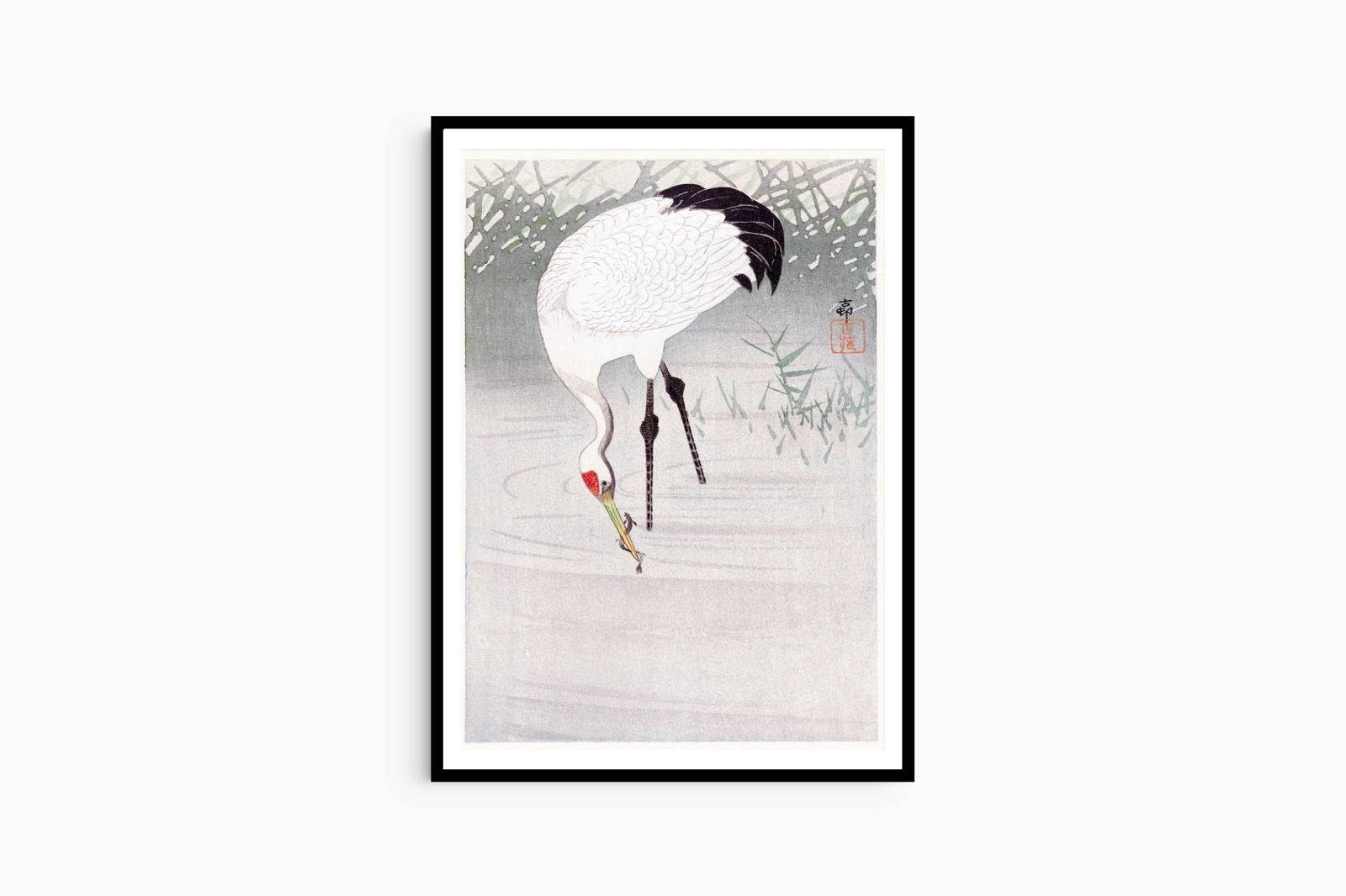 Ohara Koson - Fishing Crane in Shallow Water - Hakyarts