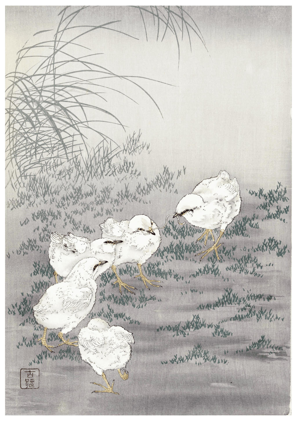 Ohara Koson - Five Chicks - Hakyarts