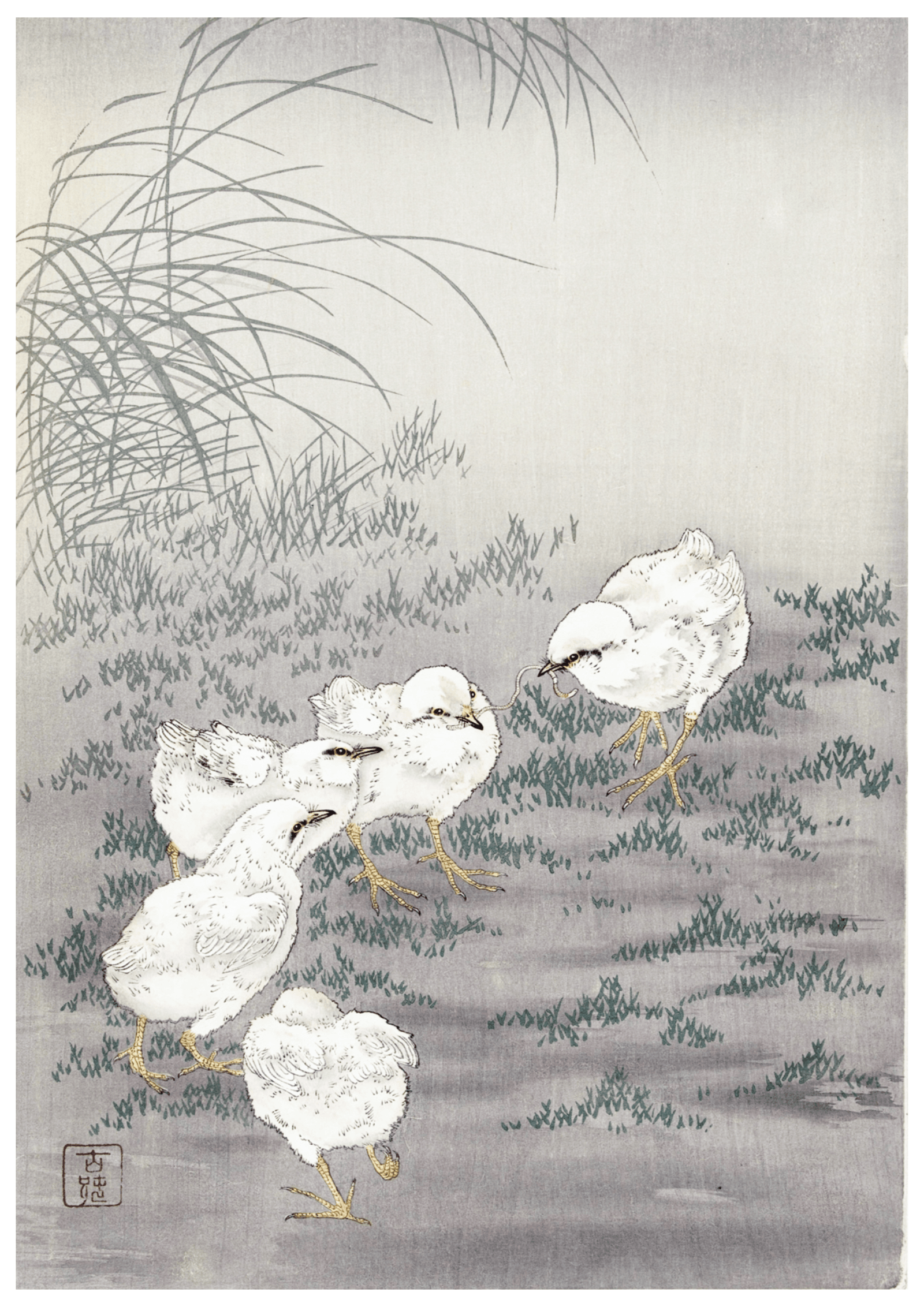 Ohara Koson - Five Chicks - Hakyarts