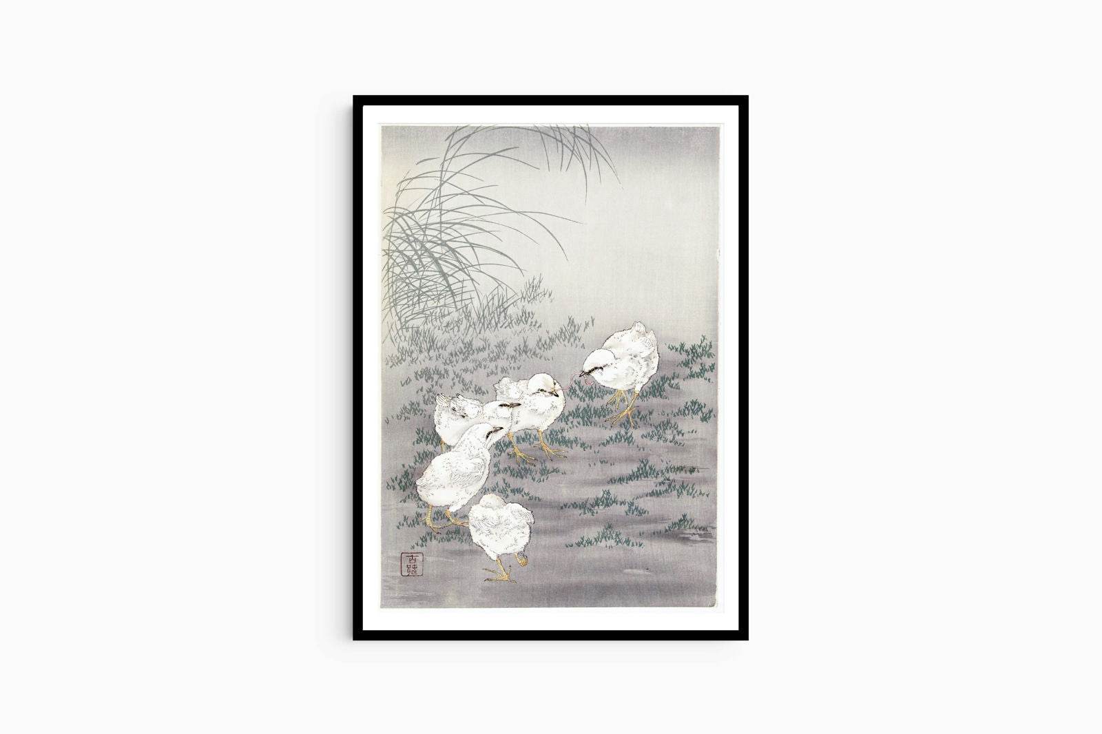 Ohara Koson - Five Chicks - Hakyarts