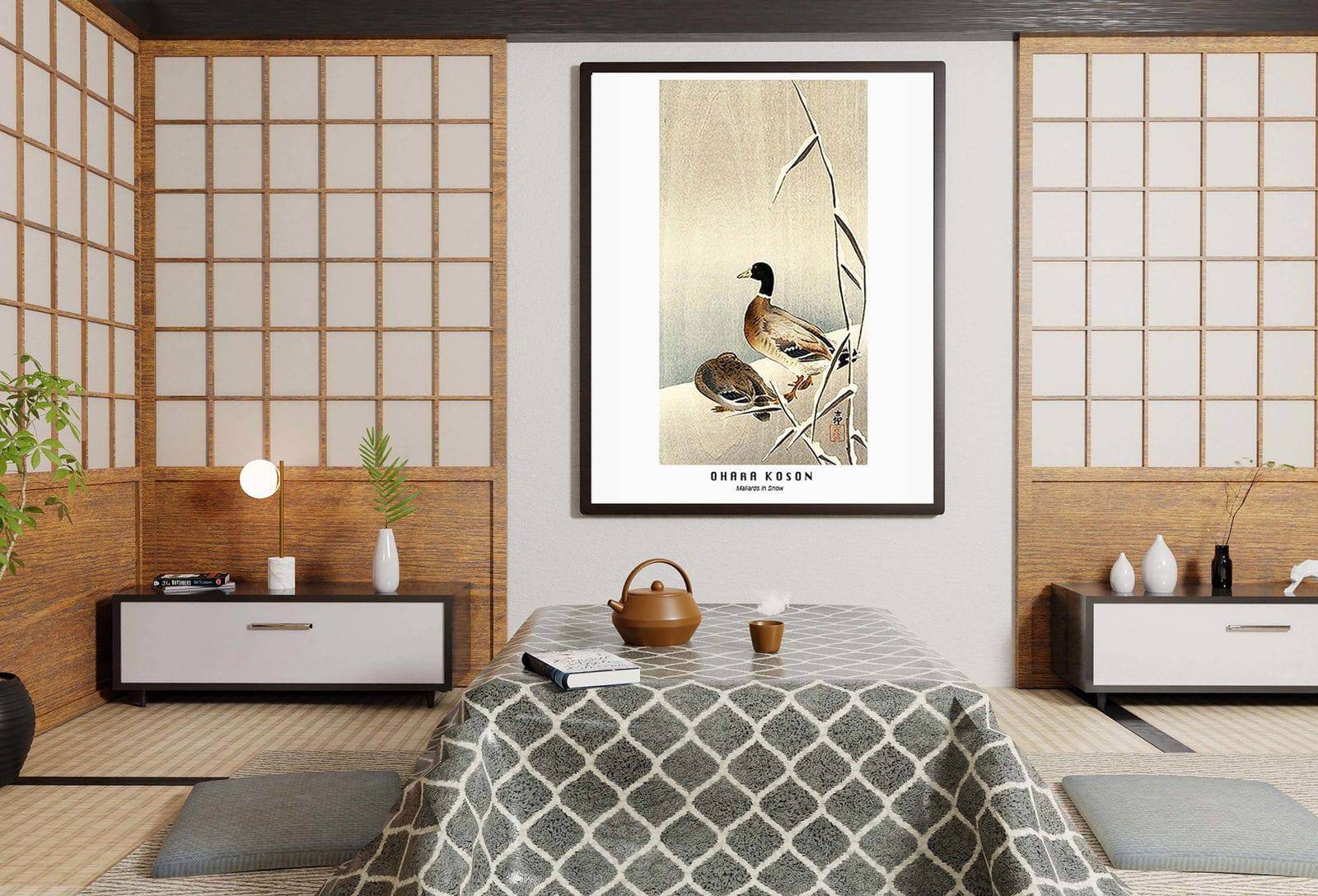 Ohara Koson - Mallards in Snow Poster - Hakyarts