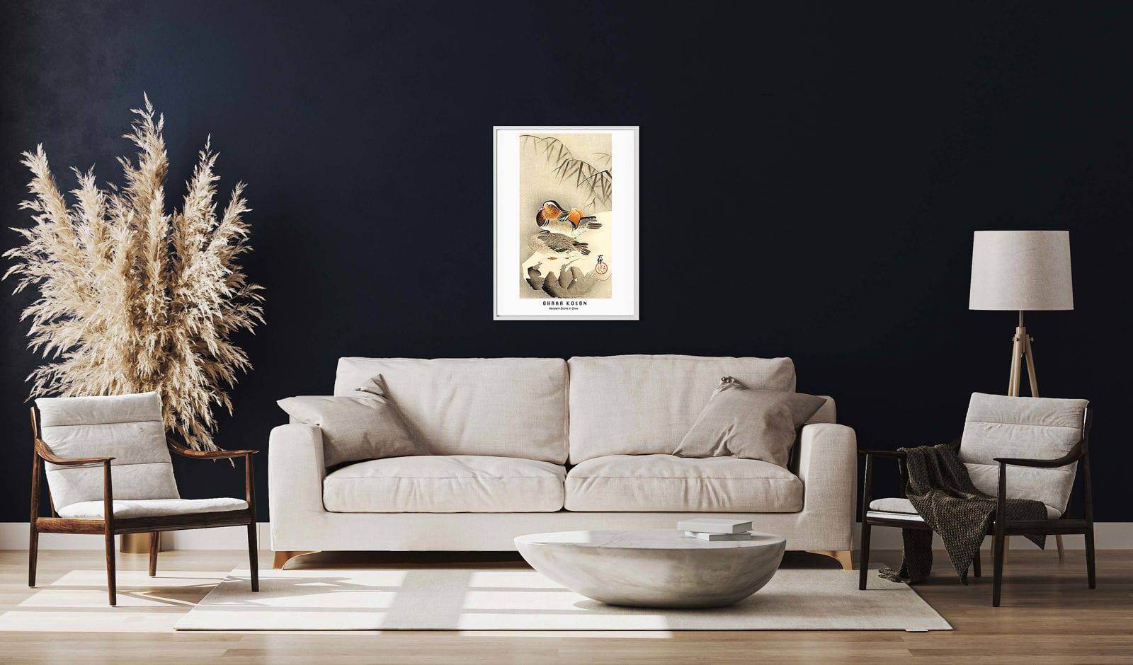 Ohara Koson - Mandarin Ducks in Snow Poster - Hakyarts