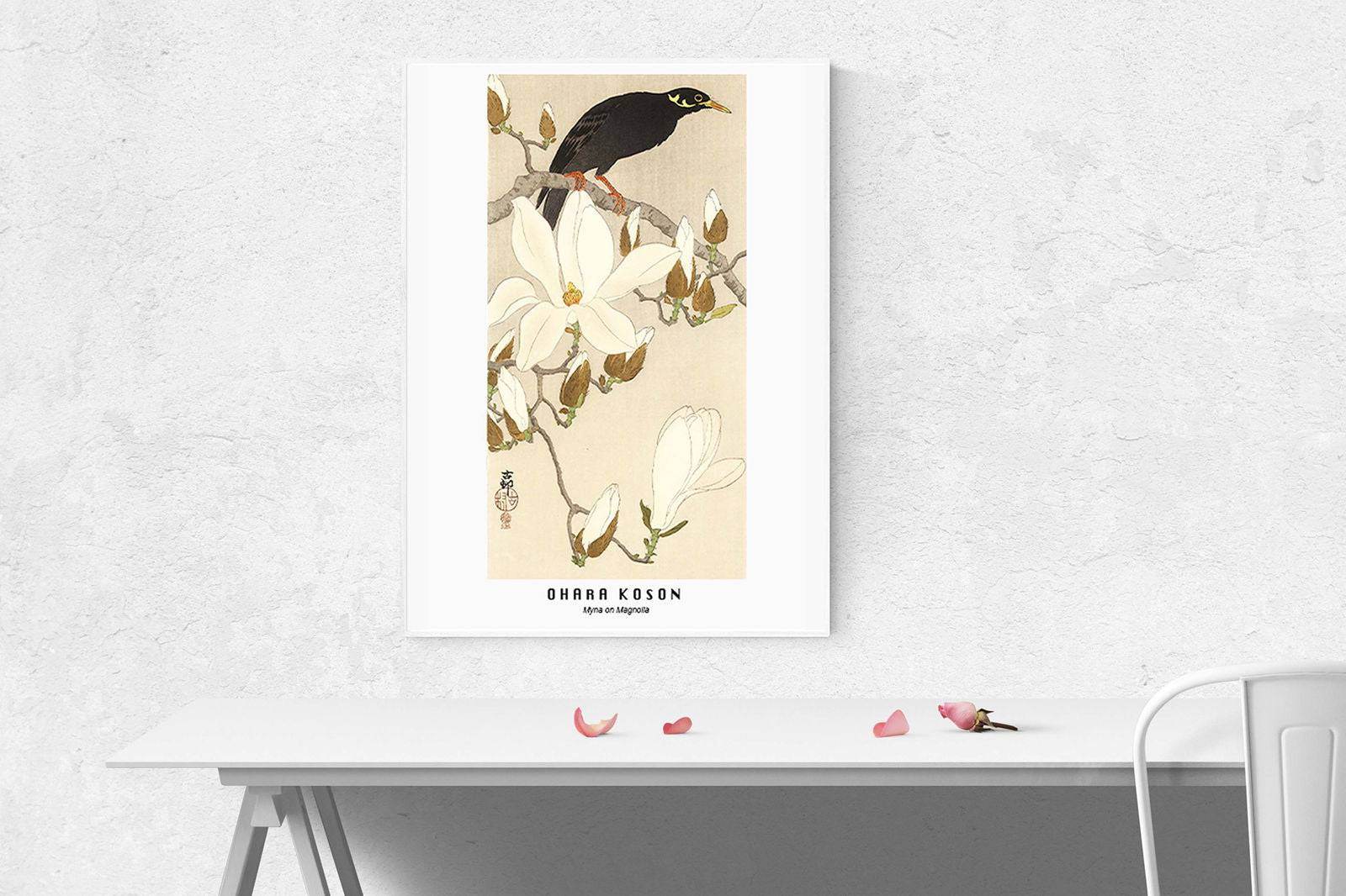 Ohara Koson - Myna on Magnolia Poster - Hakyarts