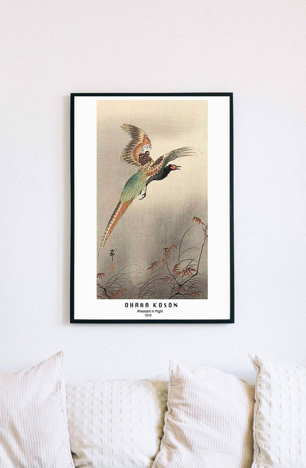 Ohara Koson - Pheasant in a Flight Poster - Hakyarts