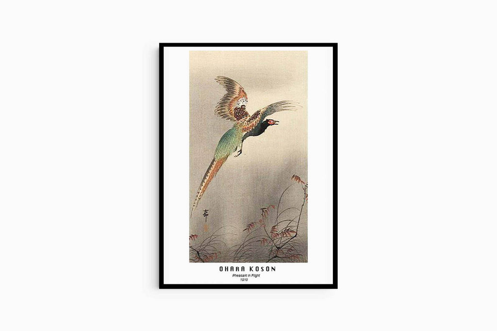 Ohara Koson - Pheasant in a Flight Poster - Hakyarts
