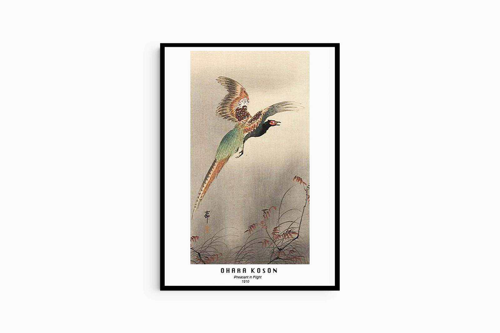 Ohara Koson - Pheasant in a Flight Poster - Hakyarts